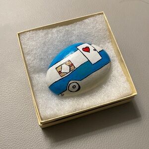 Hand painted Camper Rock with gift box